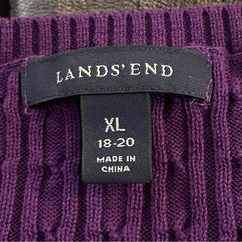 Women’s Lands End Sweater Size XL Purple V Neck - Picture 3 of 5